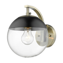  3219-1W AB-BLK - Dixon Sconce in Aged Brass with Clear Glass and Matte Black Cap